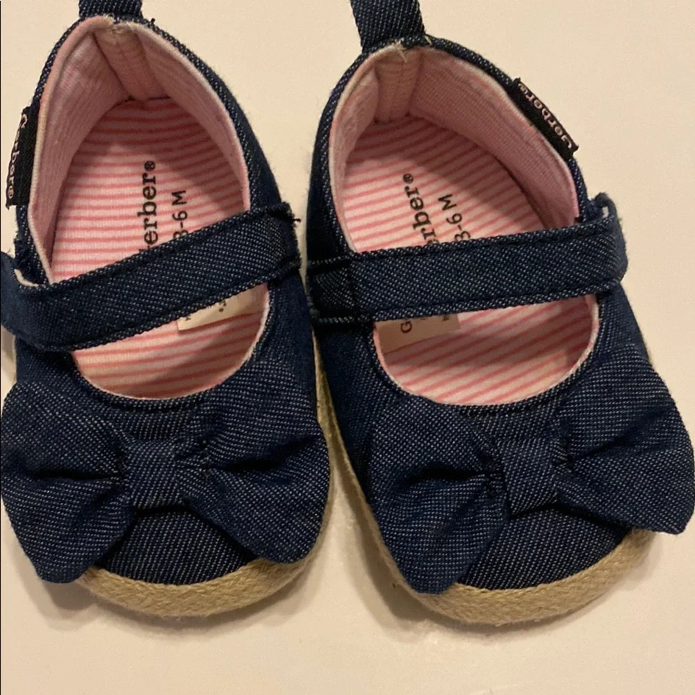 Gerber Baby Girls' Navy Denim Mary Jane Shoes Size 3-6 months